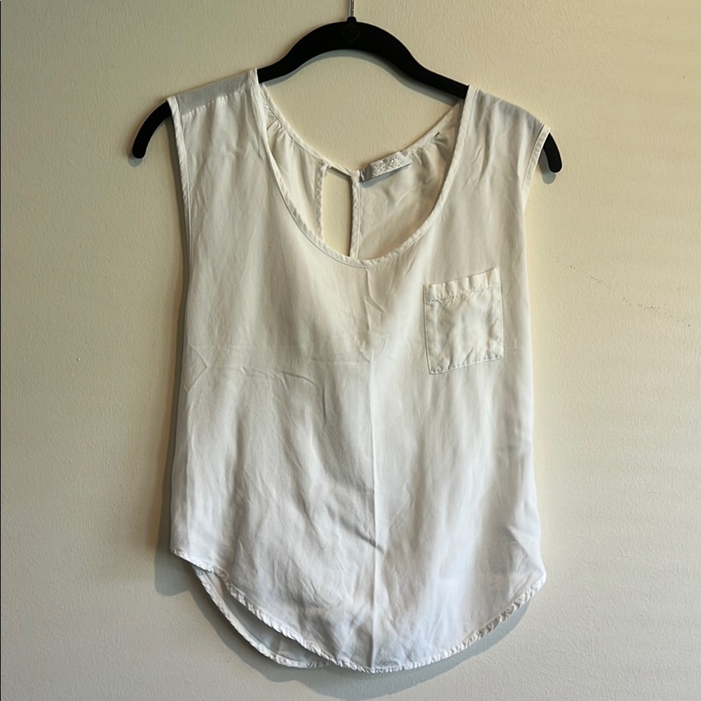White Sleeveless Cut Out Tank Top